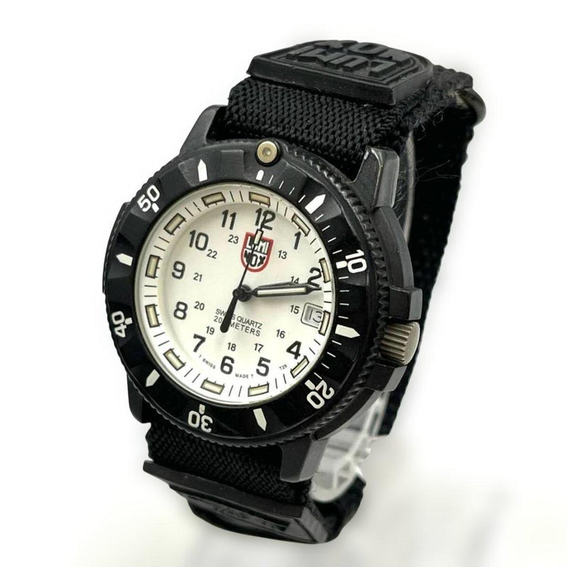 Luminox Swiss Quartz Analog Display Wristwatch White Dial Black Case Date