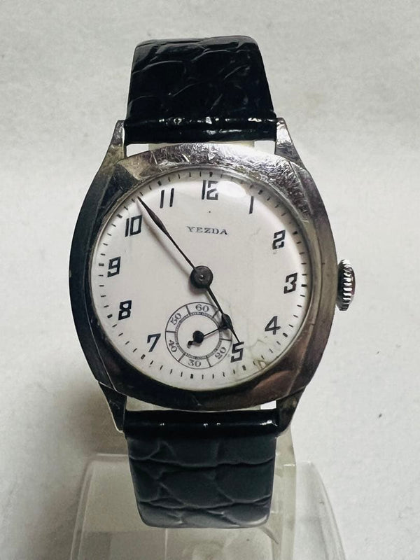 YEZDA Manual Wind Small Second Swiss Made Watch 32mm Silver White Dial Black