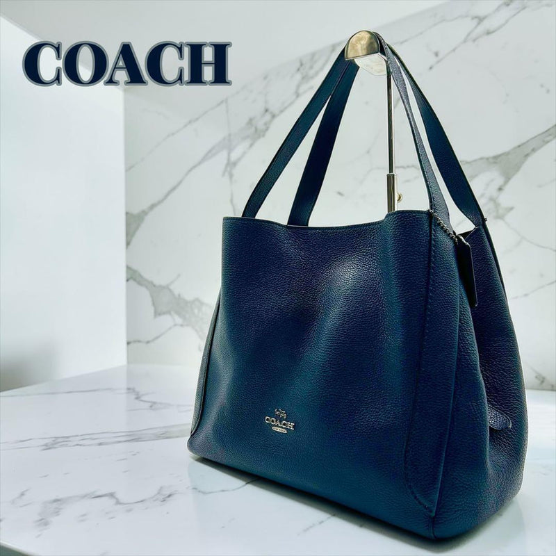 COACH Hadley Hobo 73549 Shrunken Leather Navy Tote Bag A4 28cm H 31cm W 18cm D