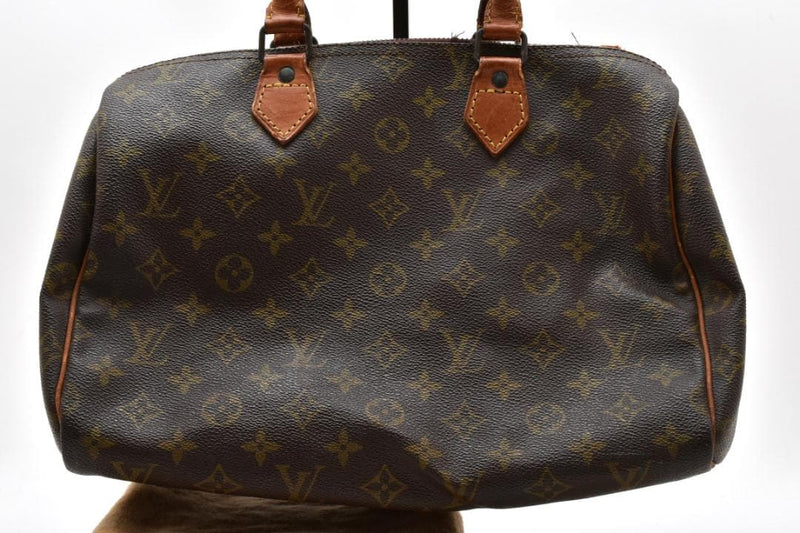 Louis Vuitton Monogram Speedy 30 Handbag Coated Canvas Leather Brown H21 W30
