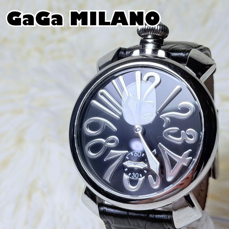 GaGa MILANO Manuale 48 Hand-wound Watch 48mm Case 24mm Lug Exhibition Caseback
