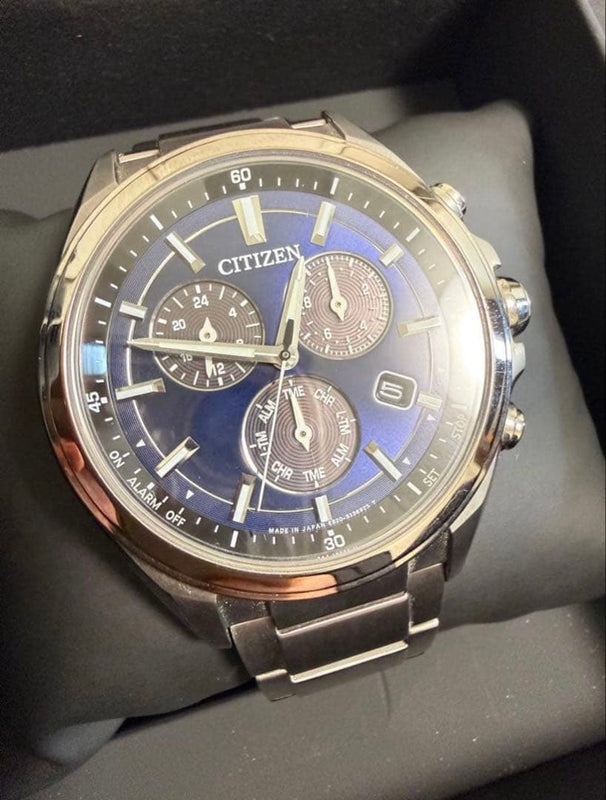 Citizen Attesa Eco-Drive Chronograph Titanium 40mm Mens World Time Date Watch