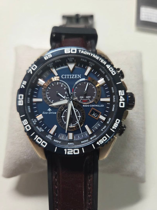 Citizen Promaster CB5039-11L Eco-Drive Radio Solar Blue Mens Watch Full Set