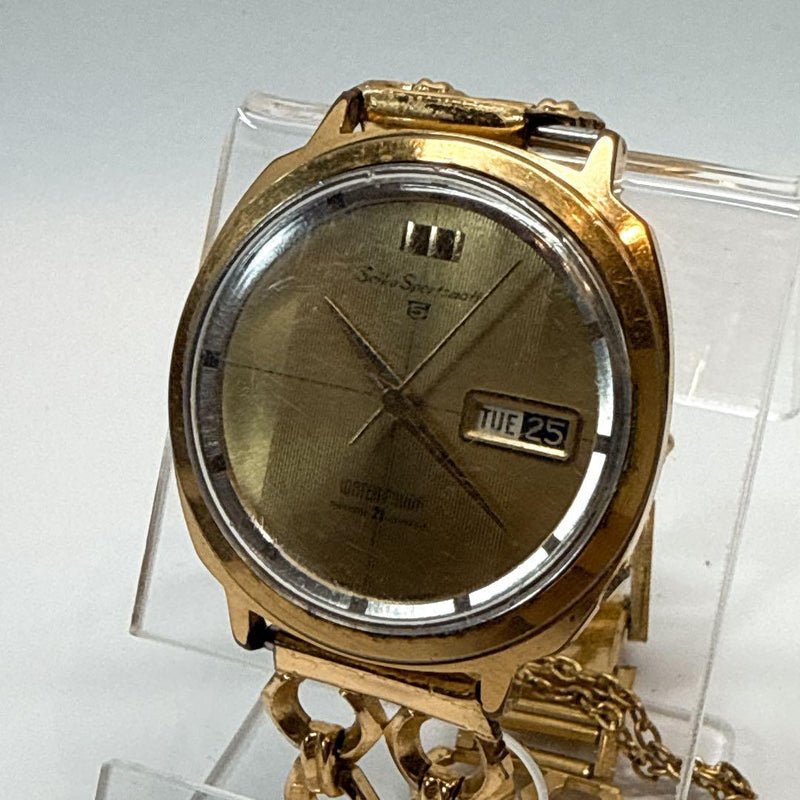 Seiko Sportsmatic 5 6619-7990 Automatic 36mm Gold Tone SS Gold Dial Day Date