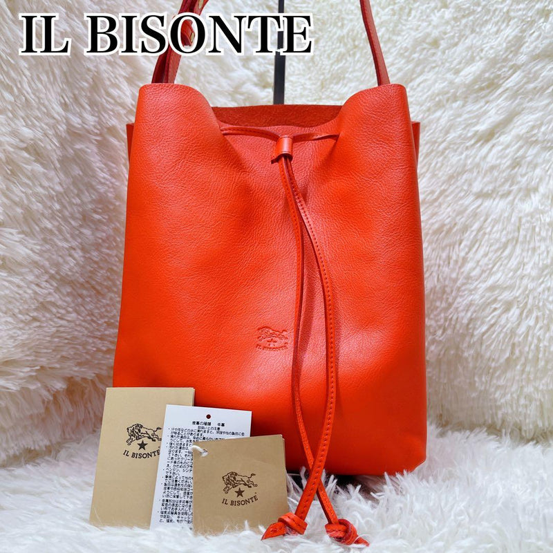 IL BISONTE Gaspacho Drawstring Shoulder Bag Cowhide Leather H26 W18-22 D11cm