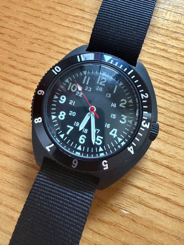 Benrus Journal Standard Type-II Military Watch MIL-W-50717 Quartz Black 12/24