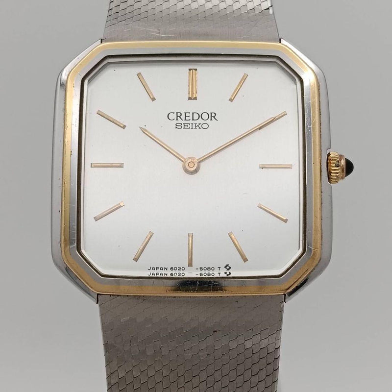 SEIKO Credor 6020-5090 Quartz Watch Stainless Steel 30mm White Dial 1979