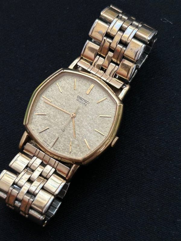 SEIKO 5931-5350 Quartz Octagon Gold-tone 30mm Champagne Gold Metal Band Watch