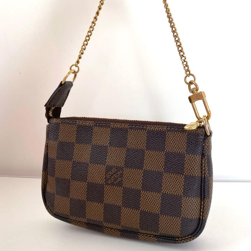 LOUIS VUITTON Mini Pochette Accessoires N58011 Damier Ebene PVC Leather Brown