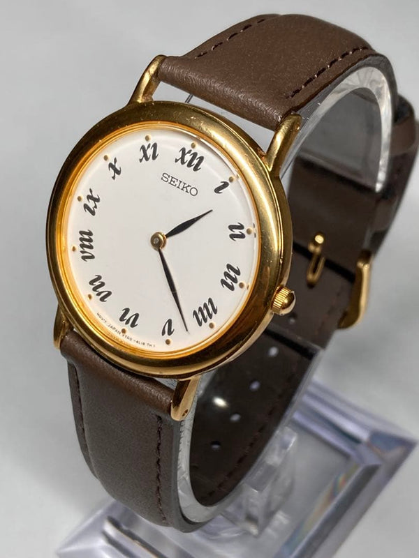 SEIKO V700-6K30 Quartz Analog Watch Boys Size Gold Plated Battery Replaced