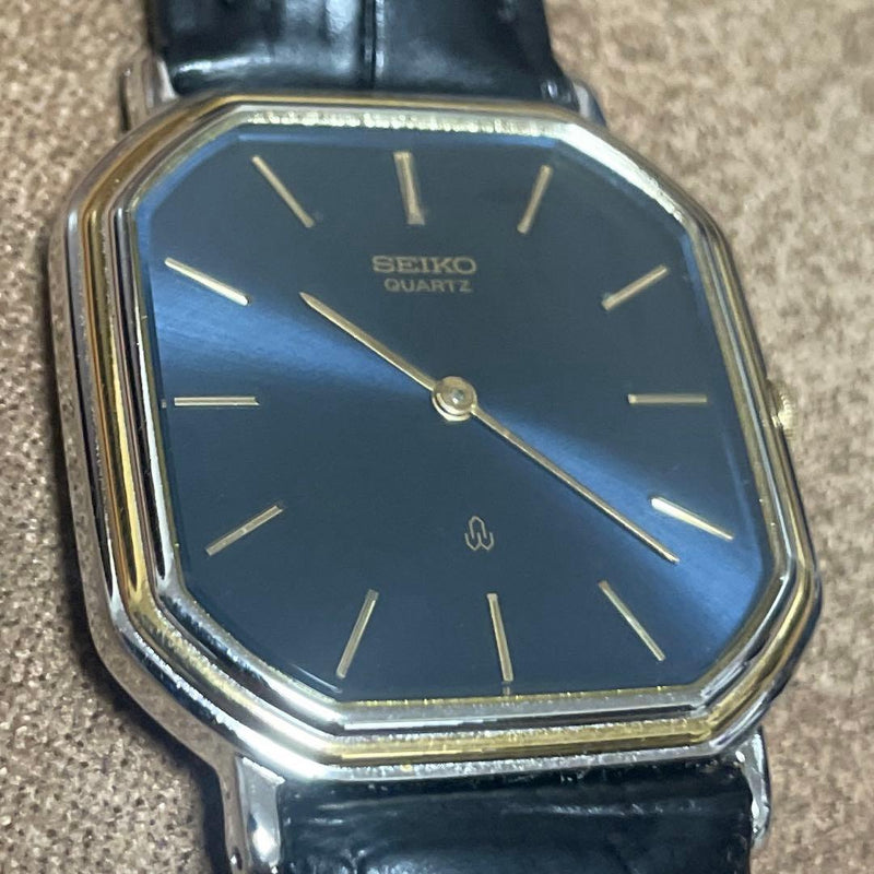 SEIKO 5930-5600 Quartz SGP PDP Two-Tone Octagon 30x30mm Navy Dial Watch