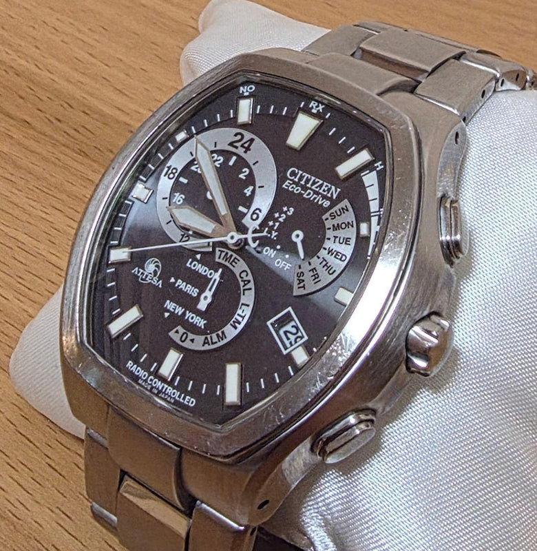 ATTESA E600-T006361 Titanium Eco-Drive Radio Solar Black Dial