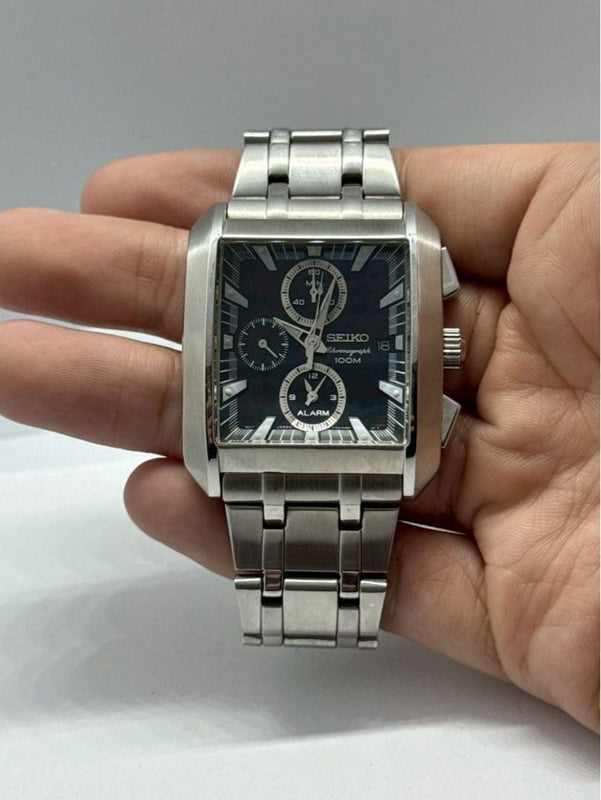 A1 SEIKO SNA769PC Caliber 7T62 Case 0GKO Quartz Square Chronograph Watch