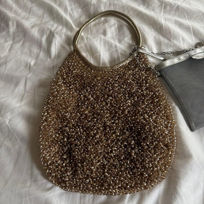 ANTEPRIMA Shoulder Bag Gold Shiny Wire Cord 25cm Width 26cm Height Inner Pouch