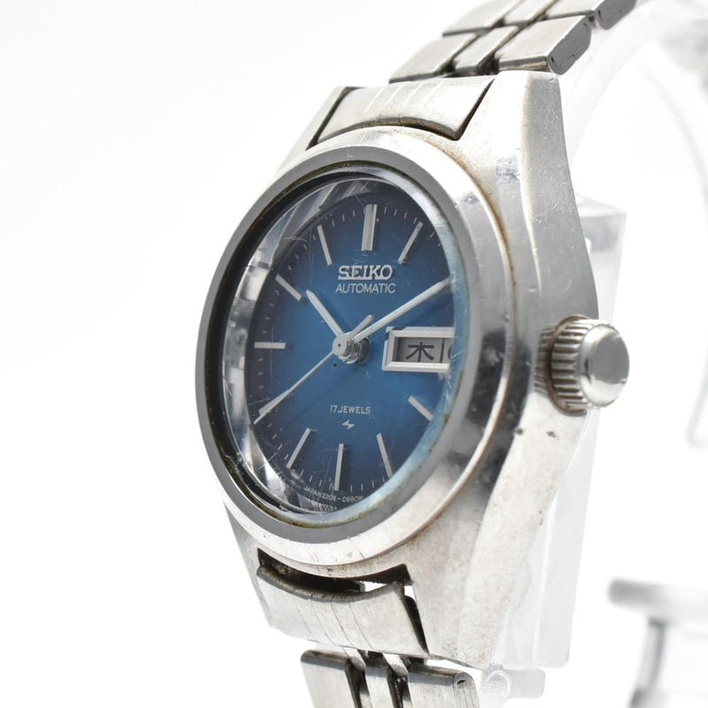 SEIKO 2206-0760 Automatic Ladies Watch Stainless Steel Bracelet Blue Dial 27.6mm