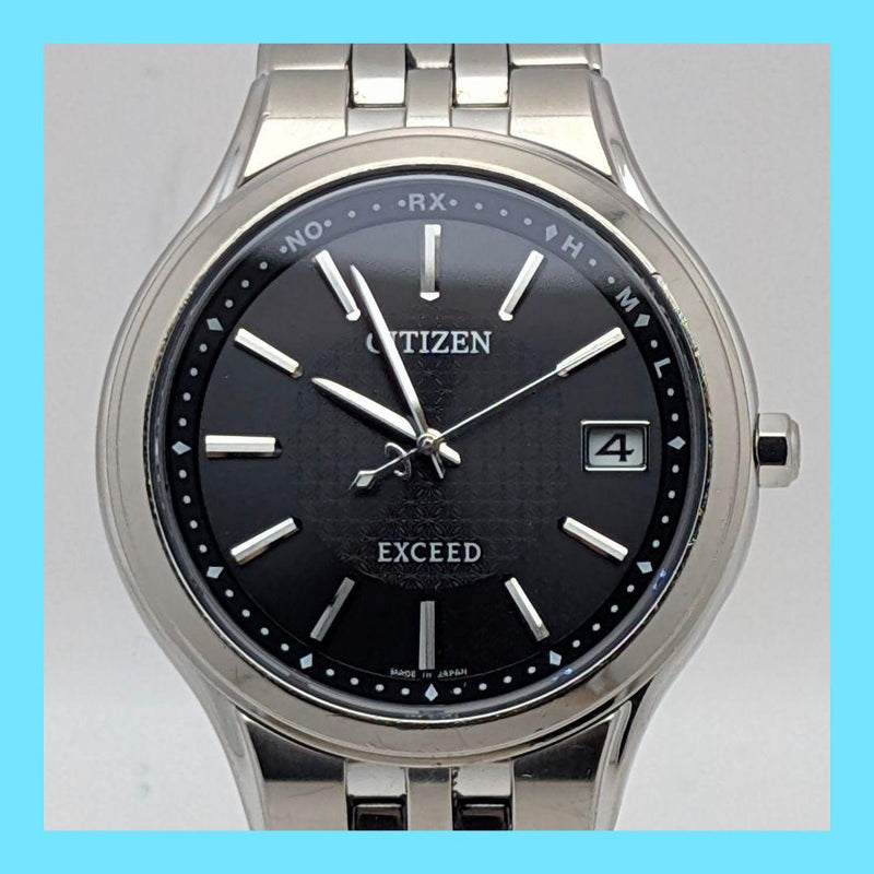 CITIZEN EXCEED H111-T013627 Eco-Drive Solar Radio Quartz Titanium 37mm Black