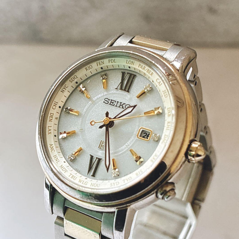 SEIKO LUKIA Model SSQV034 Reference 1B25-0AV0 Solar Powered Diamond Ladies Watch