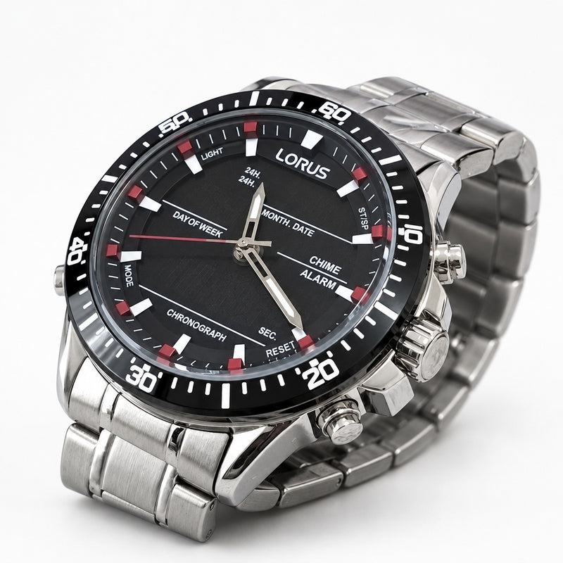 SEIKO LORUS RW635AX9 Quartz Analog Digital 46mm Steel 100m Mens Watch