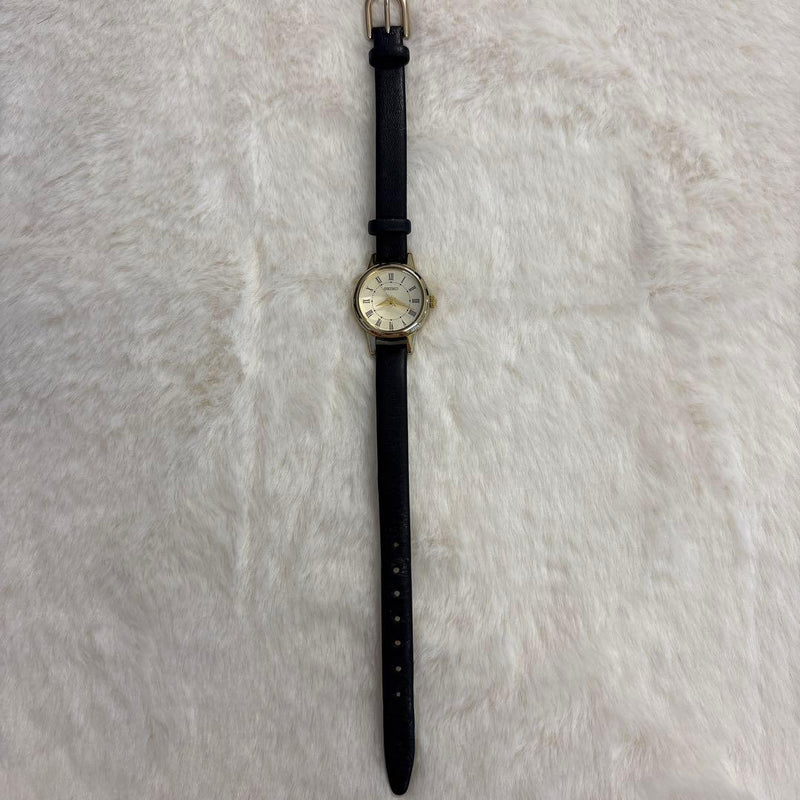 Ladies SXF332 Watch with Black Leather Strap and Gold Tone Case