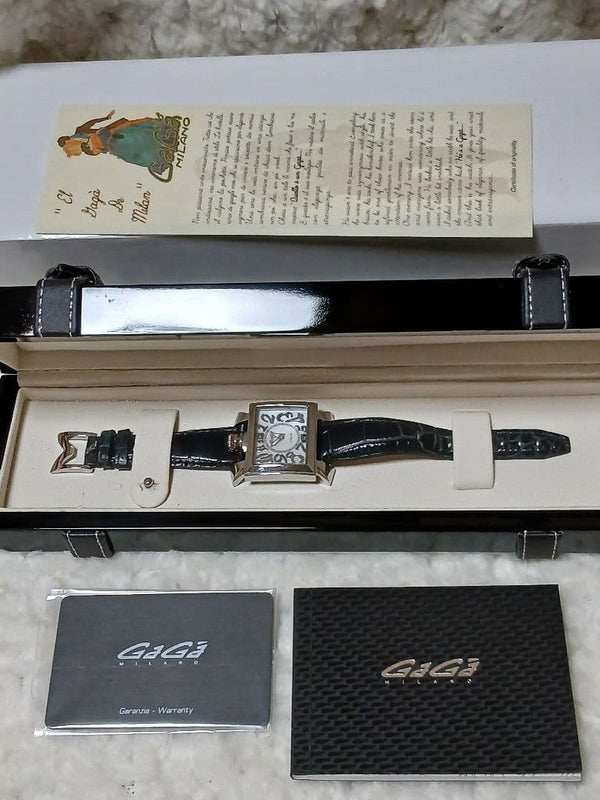 GaGa MILANO Napoleone Watch Quartz 37.5mm Square Shell Arabic Dial Black Leather