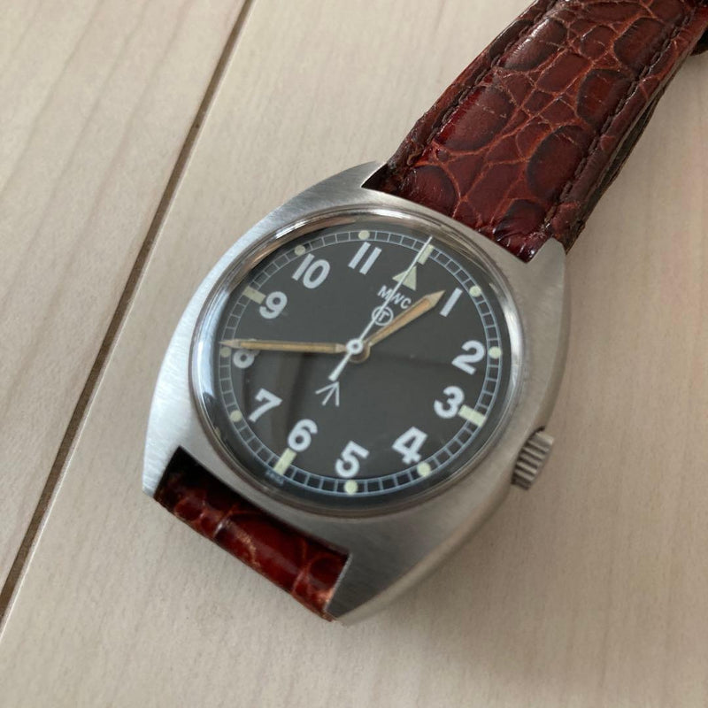 MWC Hand-wound Movement Military Watch Stainless Steel Case Black Dial Leather