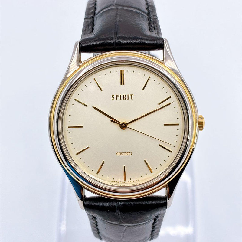 SPIRIT 7N01-6370 Quartz Watch 1993 Champagne Gold Dial Silver Gold Case