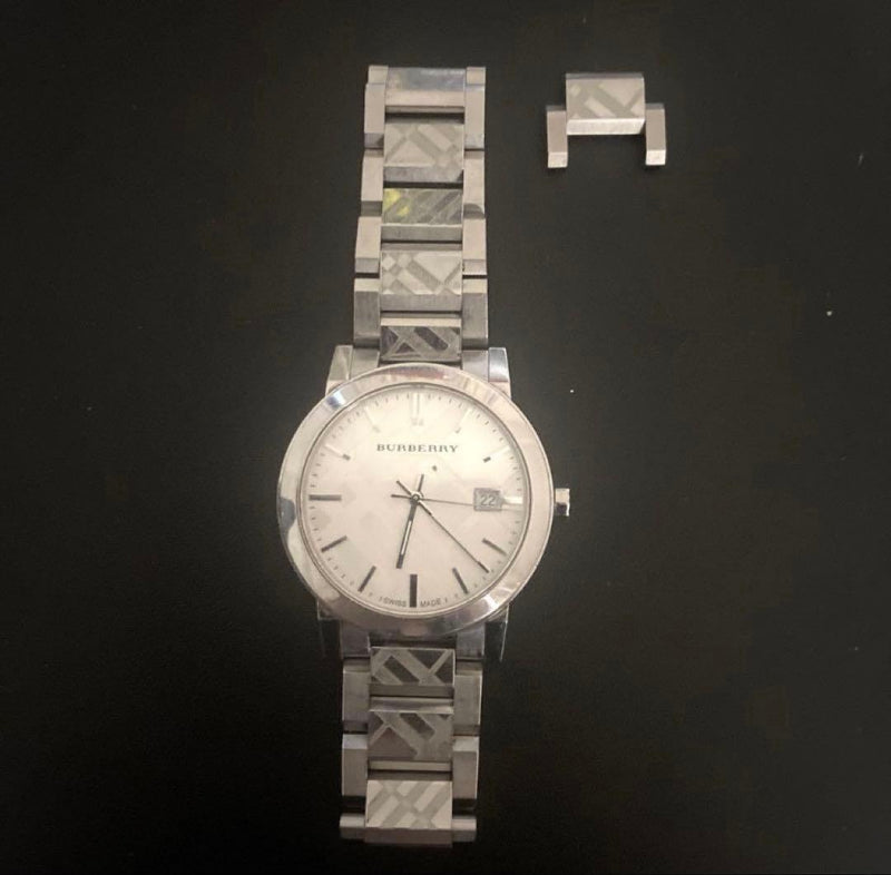 BURBERRY The City BU9037 38MM Quartz Stainless Steel Silver Checked Unisex Watch