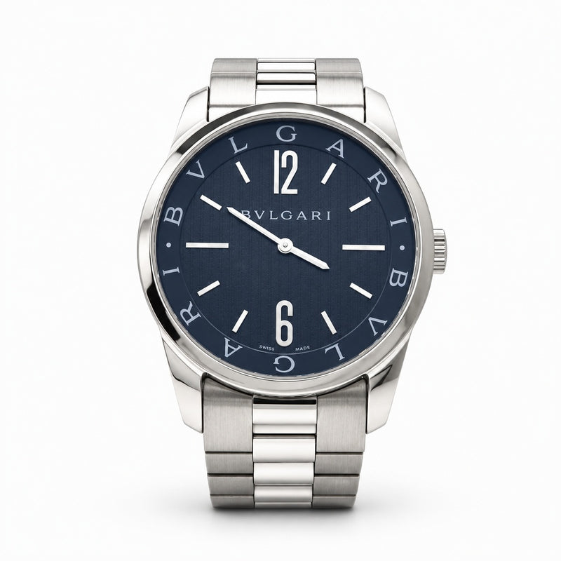 BVLGARI ST42S Solo tempo Quartz Stainless Steel 42mm Black Dial Men Watch