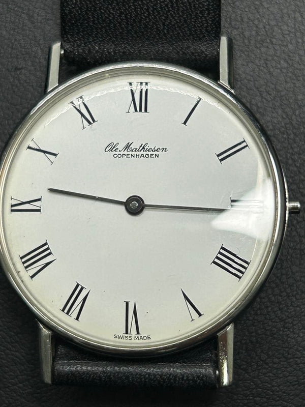 Ole Mathiesen Quartz Movement 35mm Mens Dress Watch Swiss Stainless Steel 3 Bar