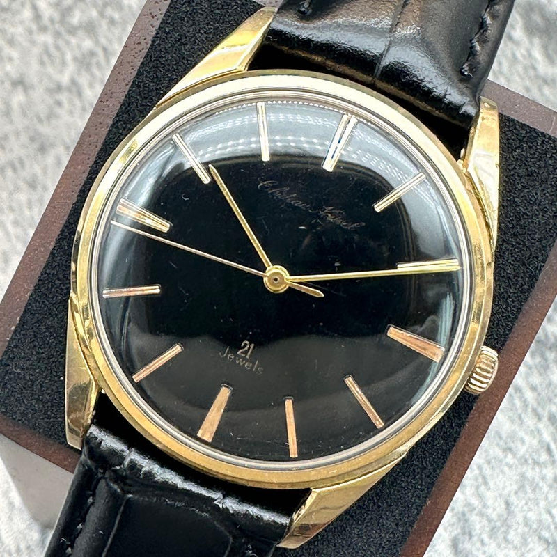Takano Chateau Nouvel Manual Winding 21 Jewels Black Dial Round Case Watch