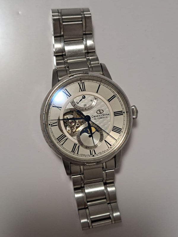 ORIENT STAR F7X6-UAA0 Automatic 40mm Moon Phase Open Heart Watch SS Bracelet