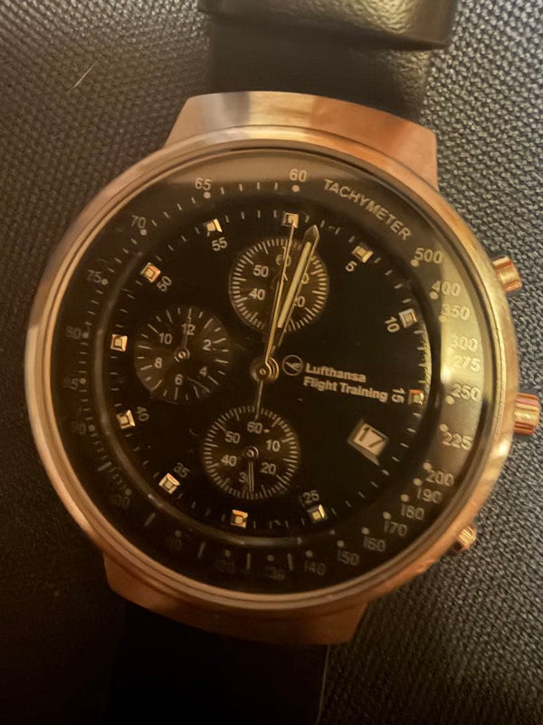 Lufthansa Flight Training Pilot Chronograph Quartz 38mm Stainless Steel Black