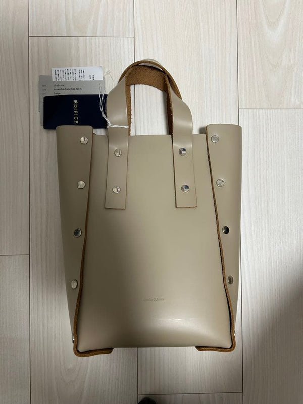 Hender Scheme Assemble Tall S Handbag Cow Leather Beige H10.2xW10xD3.1in