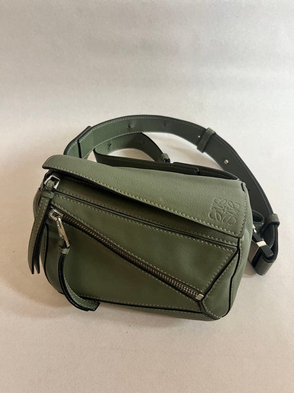 LOEWE Puzzle Mini Shoulder Waist Body Bag Khaki Green 2022 Made in Spain