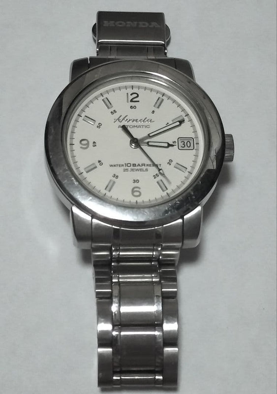 Honda Automatic Watch 35mm White Dial 25 Jewels 100M Water Resistant