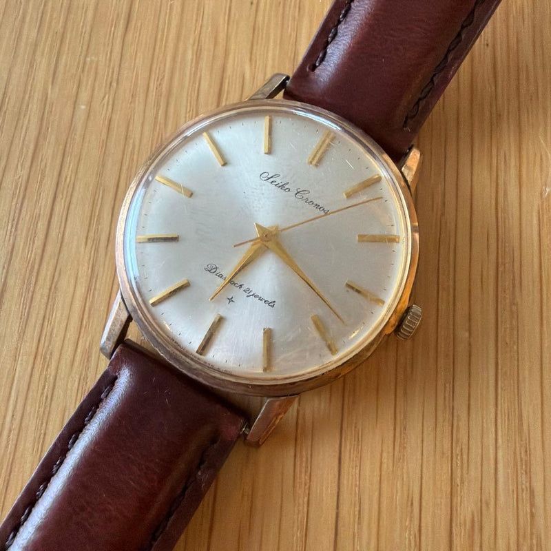 SEIKO CRONOS Diashock 21 Jewels J15009 Manual Gold Filled Watch 35.6mm 5420 1965