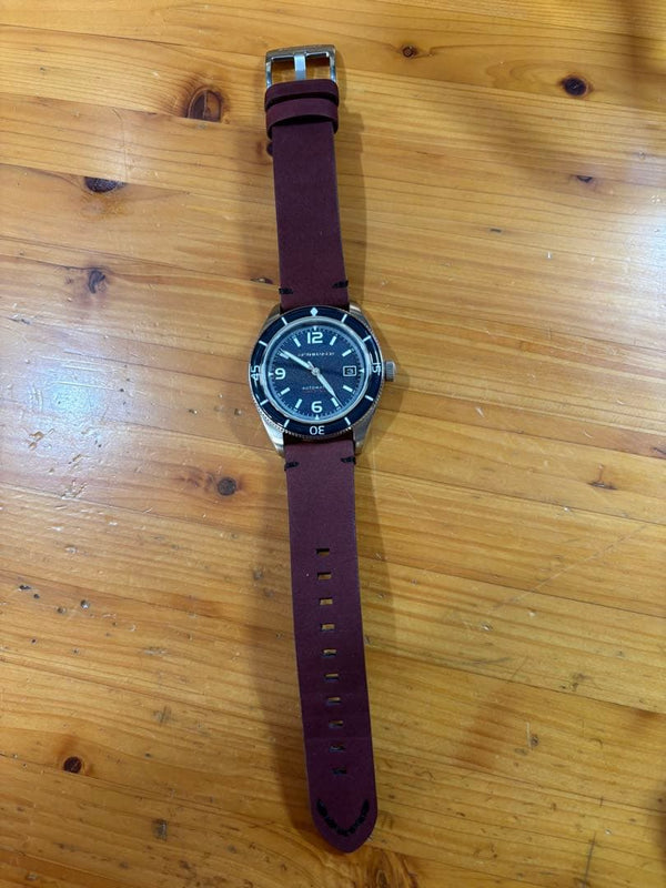 SPINNAKER Fleuss Automatic Date Diver Design Watch Burgundy Strap Black NATO