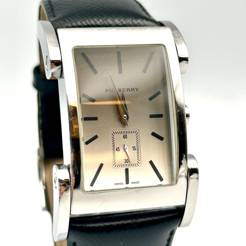Burberry BU1100 Quartz Small Seconds Watch Black Square Max 19cm Wrist Mens