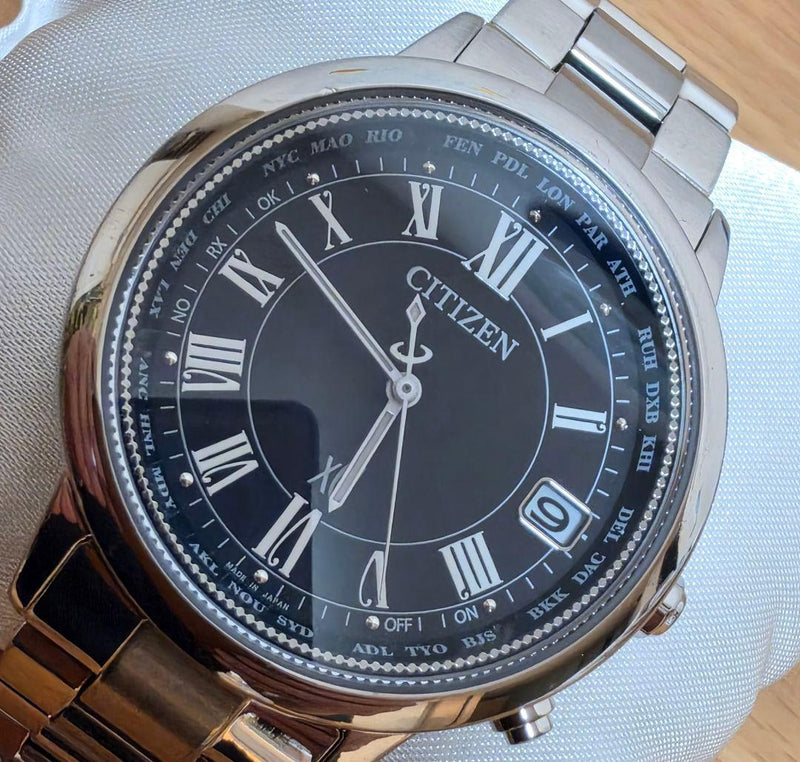 CITIZEN XC World Time Radio Controlled Solar Black Dial Mens Watch 6.9in