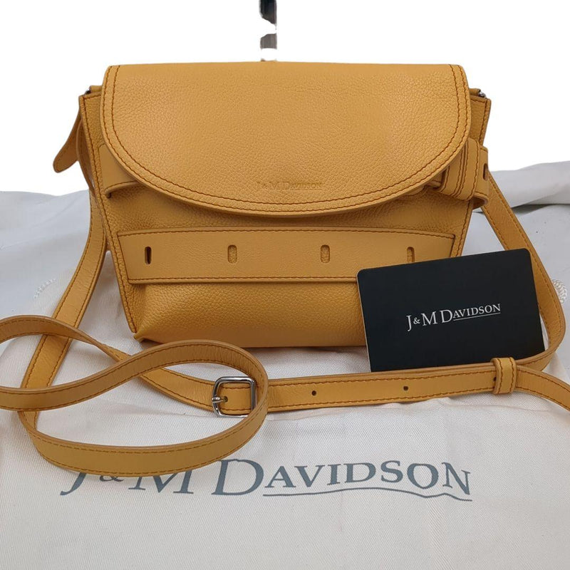 J&M Davidson Leather Belt Shoulder Bag Yellow 6.7x7.1x2in Strap 45.3in