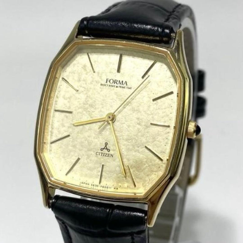 CITIZEN FORMA S000633 Mens Quartz Watch Gold Tone SS 28mm Tonneau Champagne