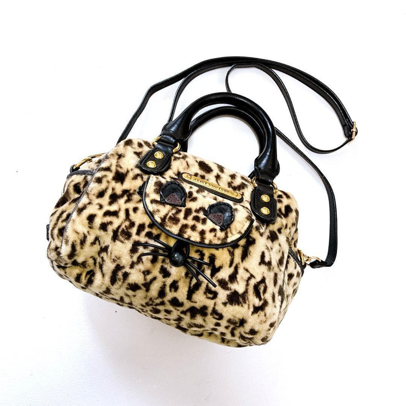 Juicy Couture Womens Leopard 2WAY Shoulder Handbag Leather 20x15x9cm Y2K
