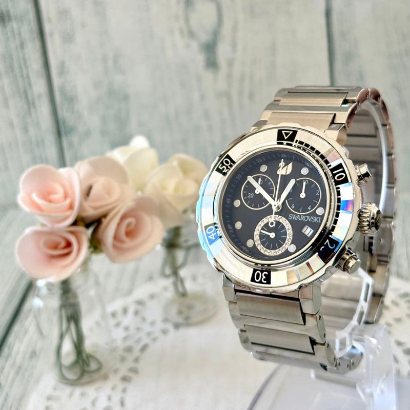 Swarovski Octea Chrono Watch Quartz Chronograph 40mm Stainless Steel Black