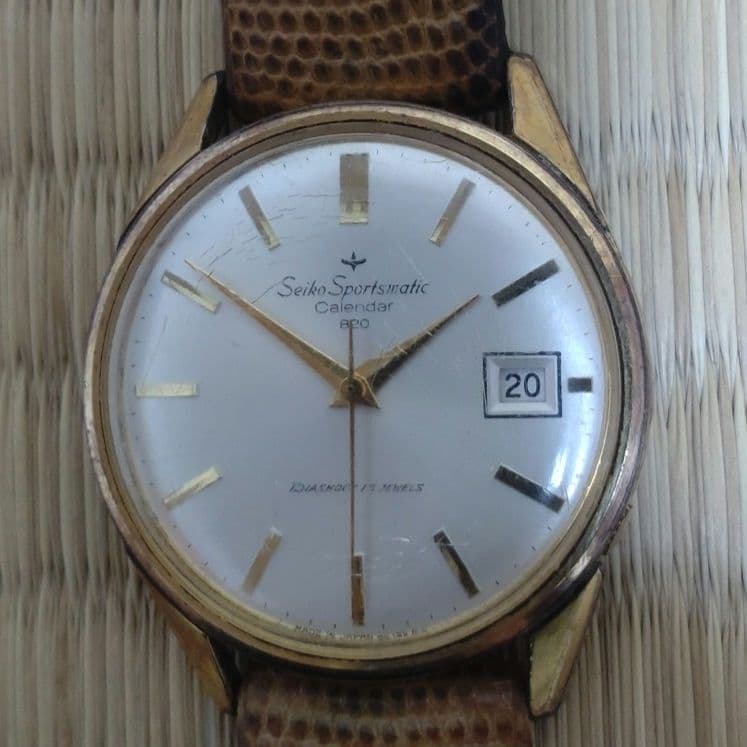 Seiko Sportsmatic Calendar 820 Automatic 17 Jewels Mens Watch Gold 1968