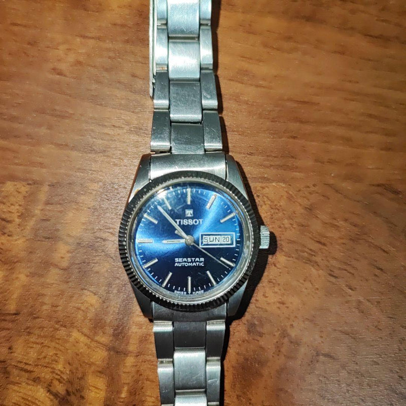 Tissot Seastar Automatic 26mm Stainless Steel Blue Sunburst Day-Date Watch