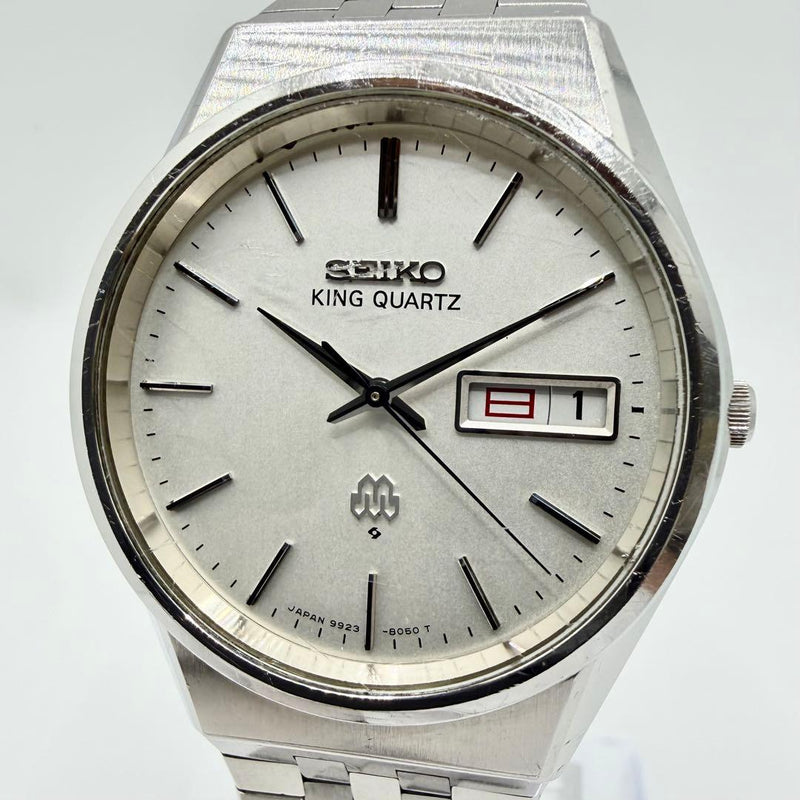 SEIKO KING QUARTZ 9923-8050 Watch Quartz Stainless Steel 33mm Silver Day-Date