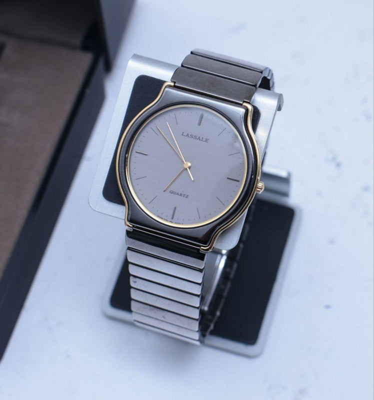 SEIKO Lassale 7751-6009 Mens Quartz Watch Gray Dial Gold Silver Combi 19cm