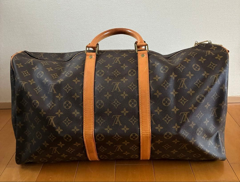 LOUIS VUITTON Keepall Bandoulière 55 Monogram Boston Bag PVC Leather VI8907