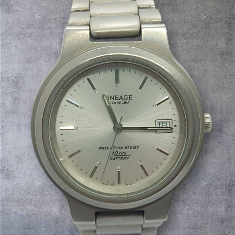 CASIO LINEAGE Full Titanium Case Bracelet Unisex Silver Dial Date Display Watch