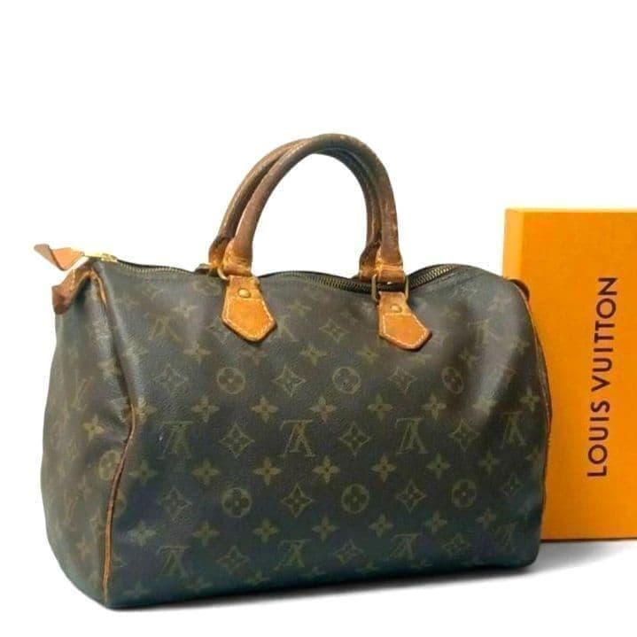 Louis Vuitton Speedy 30 Monogram Handbag Brown Leather PVC W30 H23 D17cm SA841